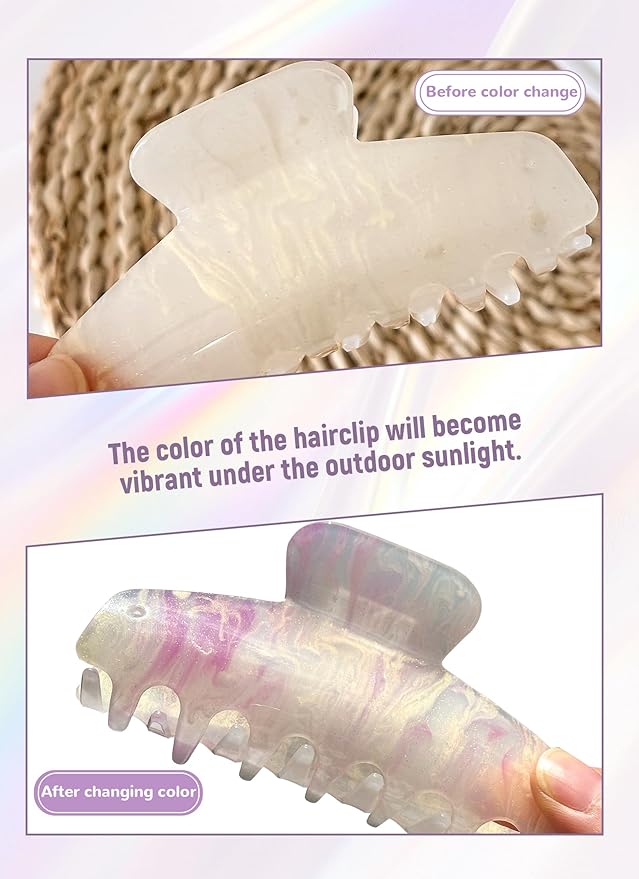 2 Pack Large Acrylic Hair Claw Clips for Women - 4.3 Inch Strong Hold Nonslip Hair Clips Big Claw Barrettes for Thick Thin Hair, Cute Durable Jaw Clips for Women Girls