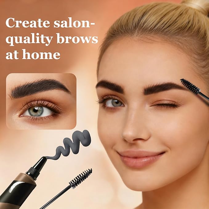 Long-lasting Waterproof Smudge-proof Liquid Eyebrow Gel/Tint, Sweatproof Eyebrow Dye Cream - Multifunctional Brow Definer for Salon Use, Eyebrow Dye for Women （BLACK）