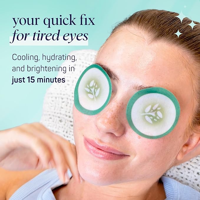SpaLife Cooling Cucumber Eye Pads | Spa Gifts & Korean Dark Circles & Puffy Eyes Treatment | Nourishing Cucumber Eye Pads | Eye Mask for Puffy Eyes Daily Depuffing Eye Patches | 4 Packs of 12