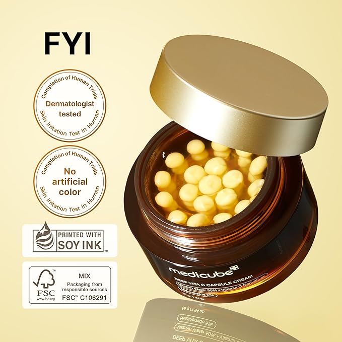 medicube All Over Glow Skin Duo: Deep Vitamin C Golden Capsule Face Moisturizer and Age-R Glutathione Glow Milky Toner