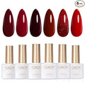 GAOY Burgundy Red Gel Nail Polish Set 6 Colors Including Dark Cherry Wine Red Gel Polish Kit U V LED Soak Off Home DIY Manicure Nail Salon Varnish