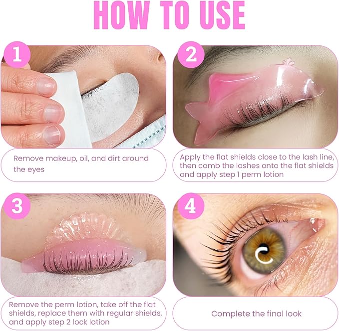 Libeauty Flat Lash Lift Shields, Ultra Thin Korean Flat Shields for Step 1 Perm/Lift, Flexible Use as Eye Patches or Lift Ribbon, Dolphin-Shaped Design for Easy Pick Up