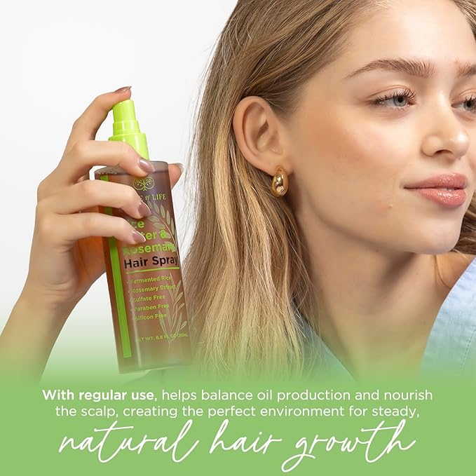 Rice Water Hair Spray Rosemary Water Spray for Hair Growth (8.8 fl oz) - Hair Thickening Fermented Rice, Caffeine, Rosemary Extract, Biotin, Keratin and Castor Oil Scalp Care