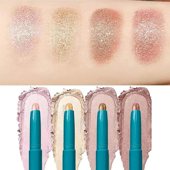 Eyeshadow Stick, Cream Shimmer Glitter Eye Brightener Stick Waterproof Long Lasting Smooth Eyeliner Pencil Highlighter Makeup, Natural Soft Pink #01