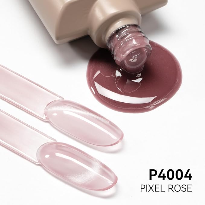 MAYCHAO 15ML Pixel Rose Cat Eye Gel Nail Polish 1Pc Glassy Rose Cat Eye Gel Polish Soak off Holographic Magnetic Nail Polish for Nail Art Manicure Salon DIY at Home, 0.5 OZ