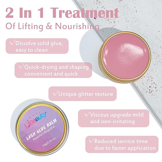 Libeauty Lash Lift Balm Lash Lift Glue Adhesive Strong Sticky Fruit Flavor Eyelash & Eyebrow Perm Glue Balm Brow Lamination Gel (Pink Rose, 10g/0.35oz)