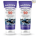 Badger Reef Safe Mineral Sunscreen, SPF 50, 98% Organic with Zinc Oxide, Non Toxic, Water Resistant, Unscented & Hypoallergenic, Broad - Spectrum, For Adventure & Sport, 2.9 fl oz (2 Pack)