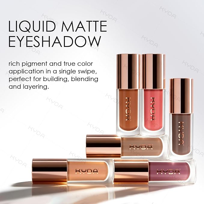 KYDA Liquid Matte Eyeshadow, Soft Matte Nude Ivory Eyeshadow, Long-wearing Crease-Resistant Velvet Eyes Tint, Smooth Cream-to-Powder Texture, Multiuse Eyes Makeup for Shadow and Primer