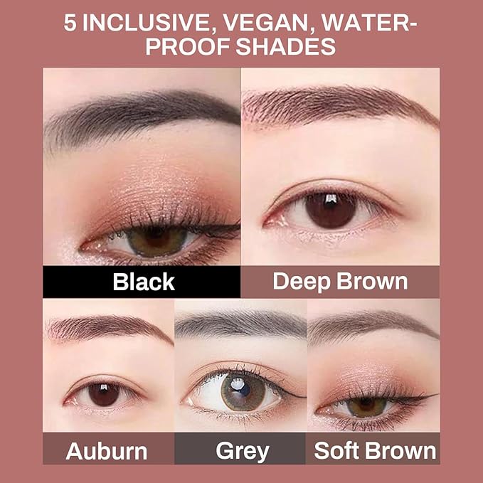 Replaceable Eyebrow Pencil, Ultra Fine 1.5mm Tip Draws Tiny Brow Hairs, Long Lasting & Budgeproof, Waterproof Brow Pencil Built-in Spoolie Brush(Ash Brown)
