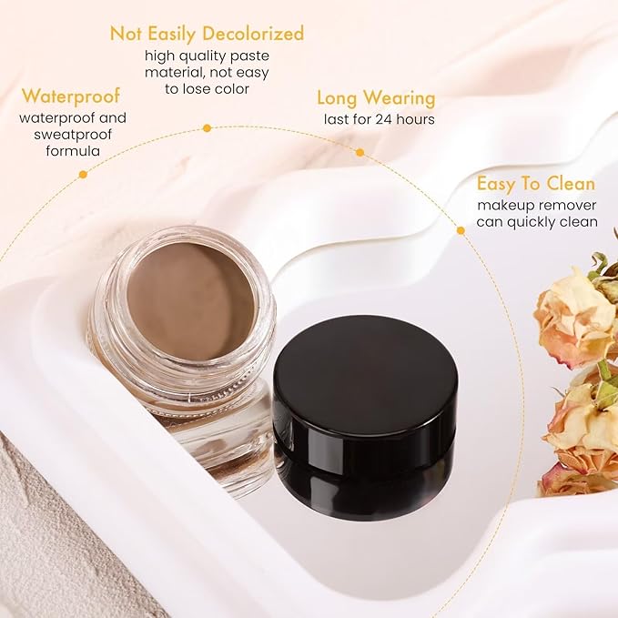 3 IN 1 Eyebrow Gel Kit With 2 Eyebrow Brushs,【High Pigment】,【Waterproof】,【Long Wearing】, Eyebrow Pomade For All Skin Tones, #07 taupe