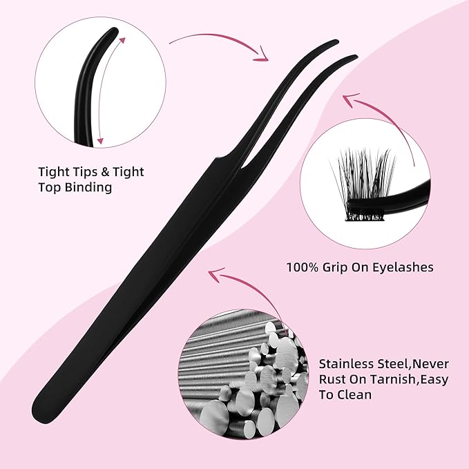 Uilulu Lash Clusters Kit 10-18mm Wispy Lash Clusters D Curl False Eyelash Clusters, DIY Lash Extension Kit with Lash Bond & Seal, Lash Glue Remover, Lash Tweezers