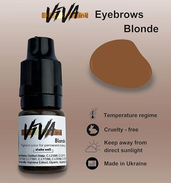 Eyebrow Permanent Makeup Ink Blonde Long Lasting Permanent Pigment for Microblading Saturated and Natural Colored Ink for Eyebrow Tattoo (0.2 oz)