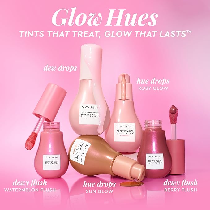 Glow Recipe Niacinamide Dewy Flush Tinted Liquid Blush Serum - Glowy Blush for Cheeks to Smooth, Hydrate & Brighten - Liquid Korean Makeup with Buildable Soft Pink Tint - Watermelon Flush (0.4 oz)