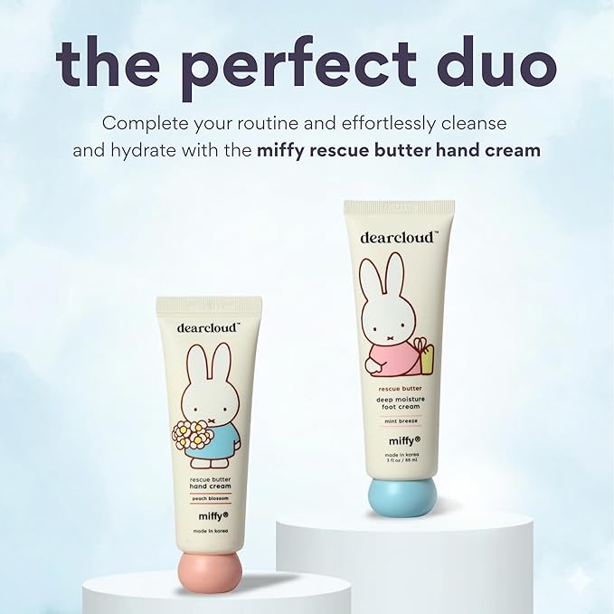 dearcloud Miffy Rescue Butter Foot Cream – Cracked Heel Repair Cream with Shea Butter, Urea, Peppermint Oil & Allantoin – Korean Foot Cream - 3 fl oz (Mint Breeze)