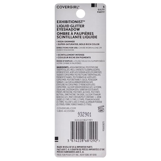 COVERGIRL Exhibitionist Liquid Glitter Eyeshadow, Gilty Party , 0.13 Ounce