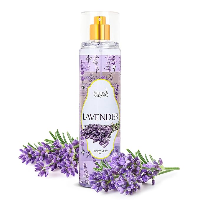 Freida and Joe Lavender Luxury Body Spray For Women, Womens Perfume Fragrance Body Mist & Sprays, Women's Woodsy Scented Gifts & Presents, 8 oz Fine Mist Spray Bottle for Mom