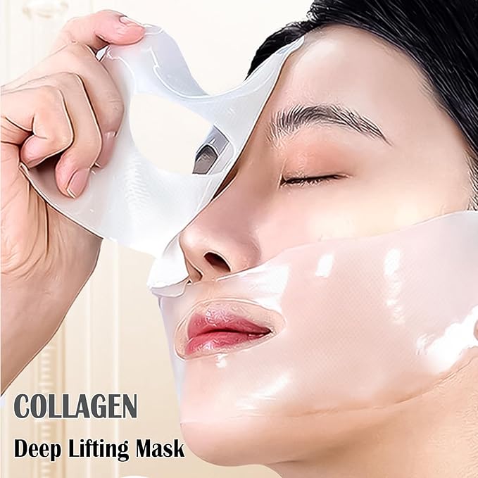 Collagen Face Mask 4-Pack - Hydrogel Sheet Mask with Hyaluronic Acid & Peptides for Instant Glow,Korean overight Wrapping Face Sheet,Elasticity Enhancing,Firming,Moisturizing