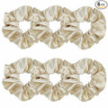 6 Pcs Satin Silk Scrunchies: Soft Hair Ties, Bows, Elastics, and Ponytail Holders for Women and Girls (4.3 inch, Light Gold)