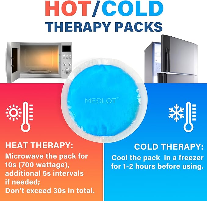 LotFancy Ice Pack for Injuries Reusable, 8 Small Gel Heating Cooling Pads with Cloth Backing, Hot Cold Therapy for Eyes After Surgery, Face, Breastfeeding, Wisdom Teeth, Jaw, Headache, Sinus Relief