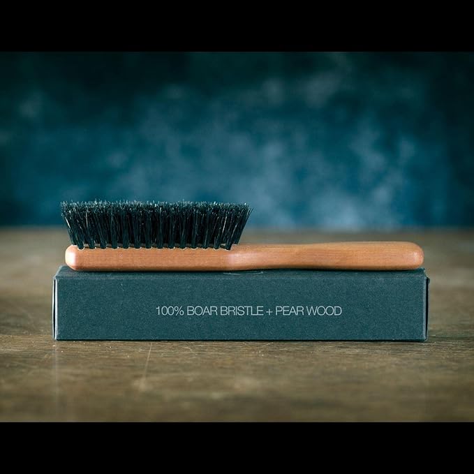 Beard Brush by ZilberHaar - Stiff Boar Bristles for Men's Grooming - Straightens and Promotes Growth - Works with Beard Oil and Balm - For Beard Kits - 6 inches long
