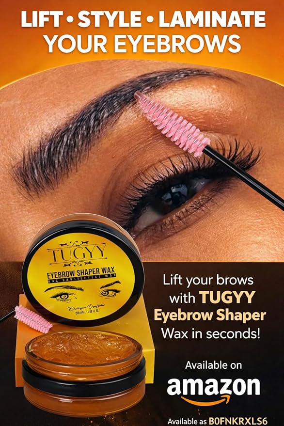 TUGYY Pro Brow Lamination Kit Clear Wax + Dual-Ended Brush | DIY Eyebrow-Long Lasting Quality | Professional Salon-Waterproof Hold | Fluffy, Feathered Brows in 1 Stroke
