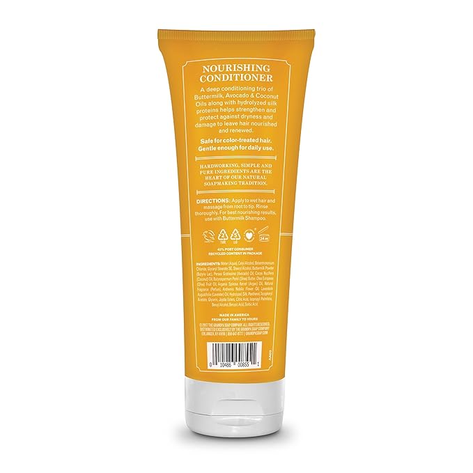 The Grandpa Soap Company Buttermilk Conditioner - Nourishing Formula to Help Strengthen and Hydrate Hair, With Coconut Oil & Silk Protein, Vegan, Sulfates and Parabens Free, 8 Fl Oz, 2 Pack