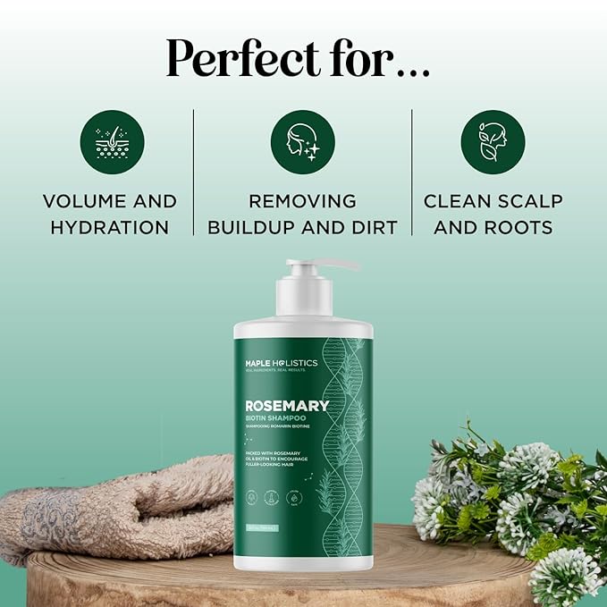 Volumizing Biotin and Rosemary Shampoo - Vegan Rosemary Biotin Shampoo for Thinning Hair for Women and Men with Nourishing B Vitamins & Tea Tree Oil - Paraben Silicone & Sulfate Free (25 Fl Oz)