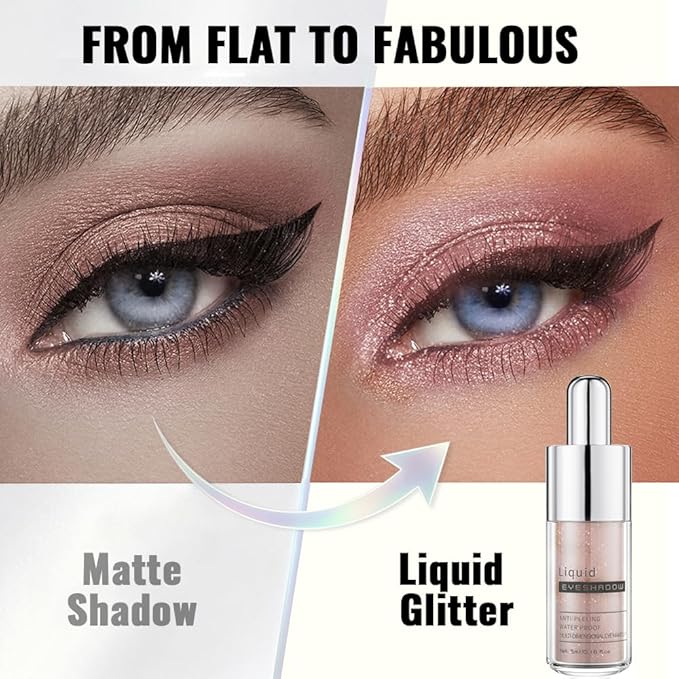 Pink Shimmer Liquid Eyeshadow, High Pigment Blendable Eye Makeup for Older Women, Long Lasting Lightweight Travel Friendly Buildable, Suitable for All Eye Shapes, Glitter Finish 07#