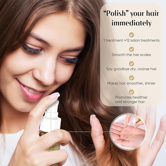 GREEONIL Hair Oil with Argan Oil, Coconut Oil, Olive Oil, Vitamin E for Nourish Hair, Smooth Frizz, Add Shine, Hair Treatment Oil for Women Men Frizzy Damaged Fine Curly Hair, Leave-in, 2Pack