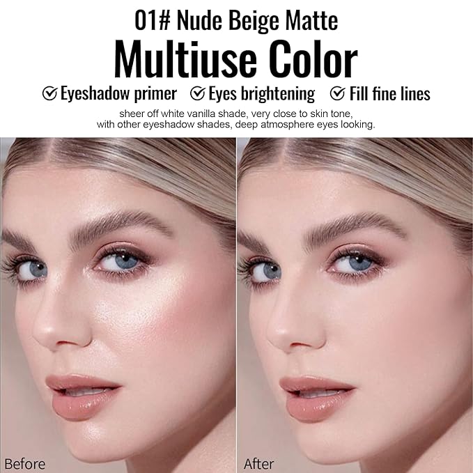 Erinde Nude Beige Matte Single Eye Shadow Palette Makeup for Older Women, Natural Eyeshadow Powder for Blue, Green Brown Eyes, High Pigment Blendable Long-Lasting Eye Shadow Sombras para Ojos, 01