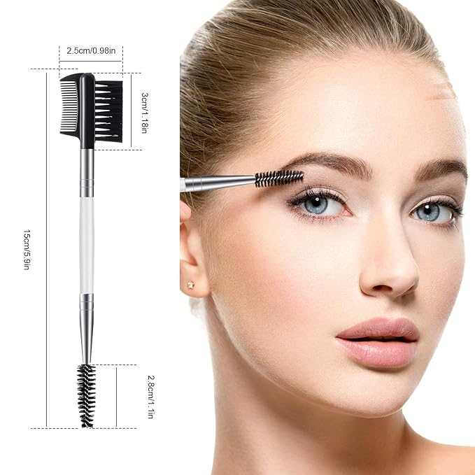 3 Pcs Eyebrow Brush Eyelash comb separator 3 Head Eyelash Shaper and Eyebrow Brush Dual Comb Double Head Makeup Grooming Tool for Women Cosmetic Separating Shaping Brow(White)