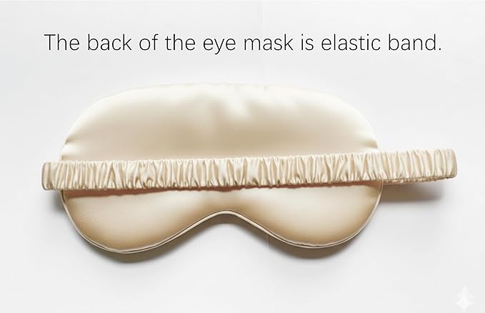 [1 Pack] QSYW Sleep Masks, Satin Eye Mask for Sleeping - Silky Eye Masks Bulk with Storage Bag & Elastic Strap,Beige