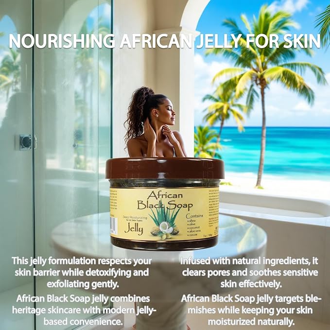 OKAY African Black Soap Jelly Antiseptic Wash – Acne & Blemish Cleanser for Face & Body, Helps with Dark Spots & Uneven Skin Tone, Sulfate, Silicone & Paraben Free, For All Skin Types, 7oz / 198g