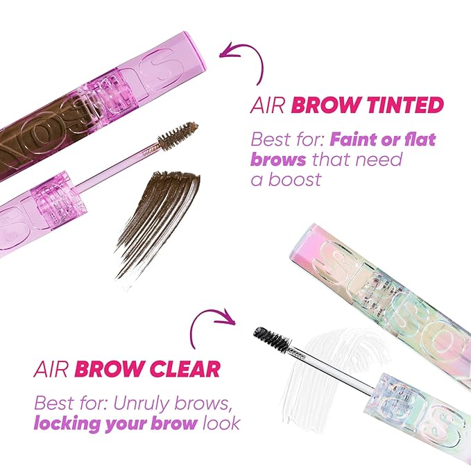 Kosas Air Brow Tinted Eyebrow Gel – Volumizing Brow Gel with Flexible Long-Lasting Hold, Medium Chocolate Brown