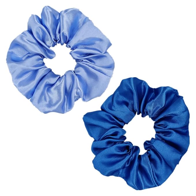 Sufermoe 12 Pcs Satin Silk Hair Scrunchies, Assorted Blue, 4.5 Inch Hair Ties for Women Girls