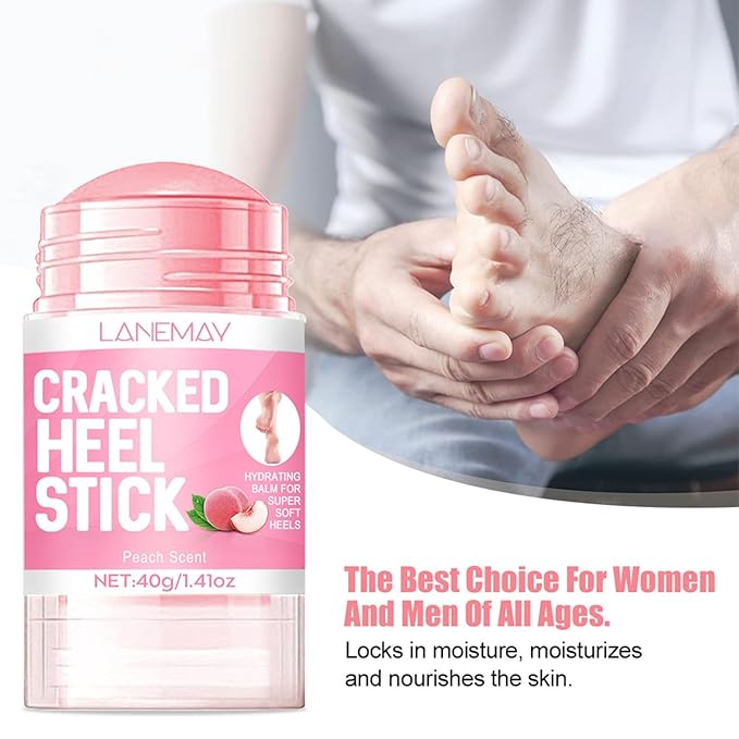 Peach Cracked Heel Stick Foot Cream,Moisturizing for Extremely Dry, Cracked Feet,Hydration & Soften with Aloe Essential Oil and Vitamin E,Foot Repair Lotion Promotes Healthy Looking Skin