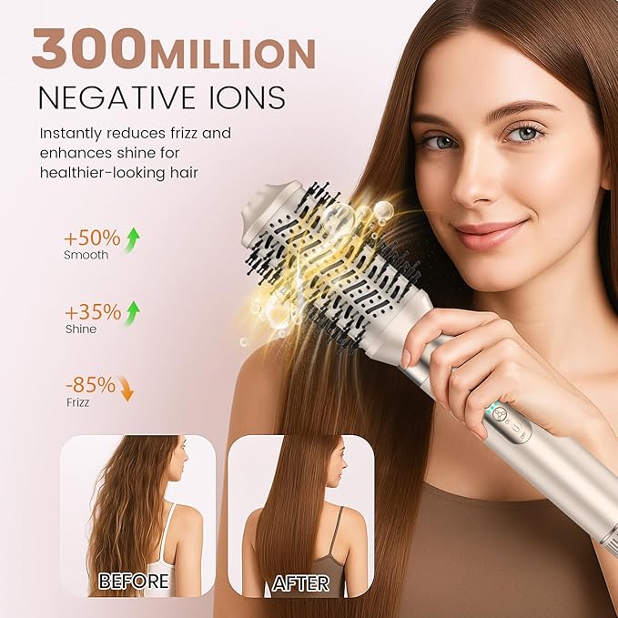 8-in-1 Hot Air Styler & Hair Dryer Brush Set, 110,000 RPM High-Speed Ionic Multi-Styler with Auto-Wrap Curlers, Diffuser, Volumizing & Thermal Brush for Fast Drying and a Smooth, Shiny Finish