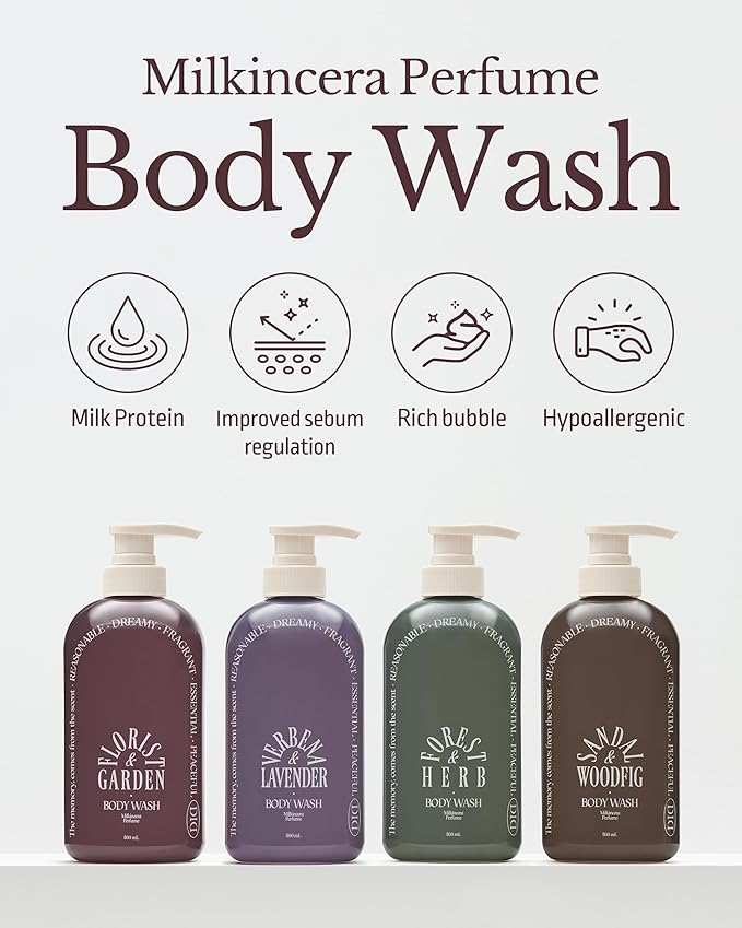 ODID Milk in Cera Perfume Body Wash - Korean Moisturizing Body Cleanser for All Skin Types - with Milk Protein and Ceramide, 16.9 fl.oz.