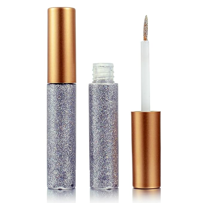 Glitter-Eyeliner,Silver Giltter-Eyeliner, Long-lasting Waterproof Eye-Glitter Makeup, Silver, Gold, Pink Green High-pigmented Colorful Eye Liner Liquid