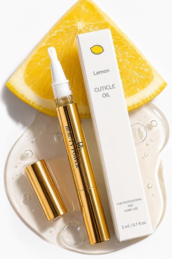 Beauty Power Nail Oil Cuticle Pen - Lemon - Nail Strengthener & Growth Serum with Vitamin A, D, E, B5, Grapeseed & Natural Oils - Repair for Brittle, Peeling, Thin Nails - Gift Idea