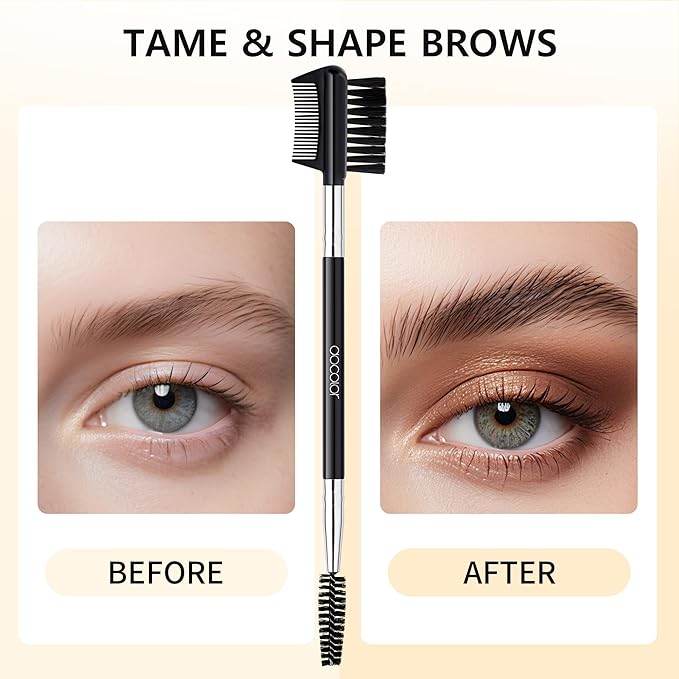 docolor 3 Head Eyebrow Eyelash Shaper Eyelash Comb Double Head Brush Makeup Grooming Tool cosmetic with 3 Different Spoolie Brushes for Separating Lashes, Grooming and Shaping Brow