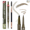 UCANBE Eyebrow Pencils for Women with Spoolie Brush, Dual-Ended Eyebrow Pen with 4-Fork-Tip & Gel Eyeliner, Microblading Brow Pen with Eyeliner Pencil + Brow Brush for Hair Like Brows, Light Brown