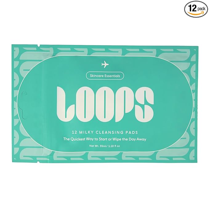 LOOPS Milky Cleanser Korean Skincare - Deep Cleansing and Hydrating Skin Care - Pre-soaked Bamboo Facial Cleansing Pads - Facial Wash with Milky Oil Complex - Oil Cleanser for Face - Pack of 12