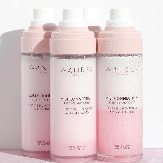 Wander Beauty Mist Connection Essence and Toner - 8-in-1 pH Balancing & Hydrating Facial Mist - Glowy Skin Care with Niacinamide, Hyaluronic Acid, Evening Primrose & Avocado - Alcohol-Free - 2.7 fl oz
