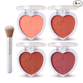 4Pcs Blush Palette for Cheeks with Make Up Brush,Face Matte Contour Blush Makeup Palette,Buildable Shimmer Facial Cheek Blusher Shades,Blendable Cosmetic Makeup Blush B