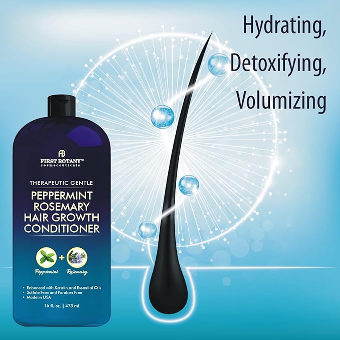 Peppermint Rosemary Hair Regrowth Conditioner - Anti Hair Loss product, Daily Hydrating, Detoxifying, Volumizing Conditioner and Fights Dandruff For Men and Women 16 fl oz