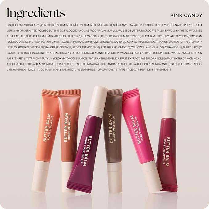Nature Republic Honey Melting Lip Butter Balm – Hydrating Tinted Plumping Lip Balm with Peptides, for Sheer & Glossy, Fuller-Looking Lips (Pink Candy)