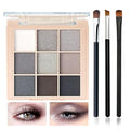 Black Grey Smoky Eyeshadow Palette,15 Colors Matte Shimmer Pigmented Eye Shadow Makeup Palette Set with 3 Eyeshadow Brushes,Glitter Eye Shadow Palette for Daily Halloween Goth Makeup(F)