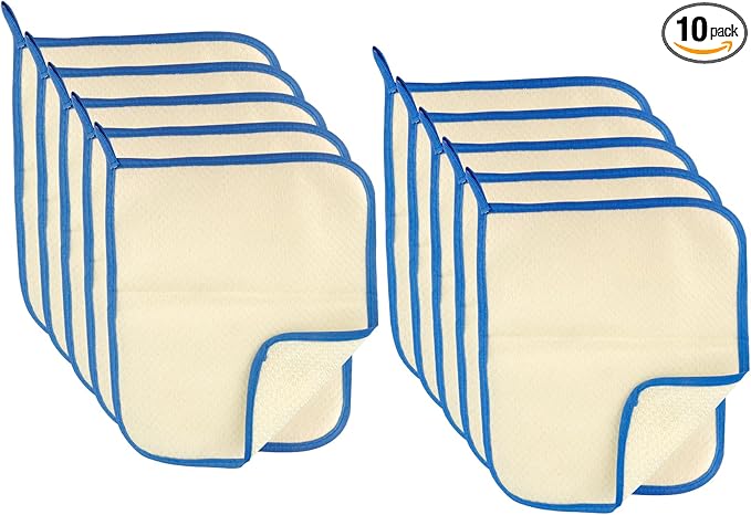 10Pcs Wash Cloths, Blue Frame Exfoliating Washcloth, Face & Body Scrubber, Cotton & Nylon Material