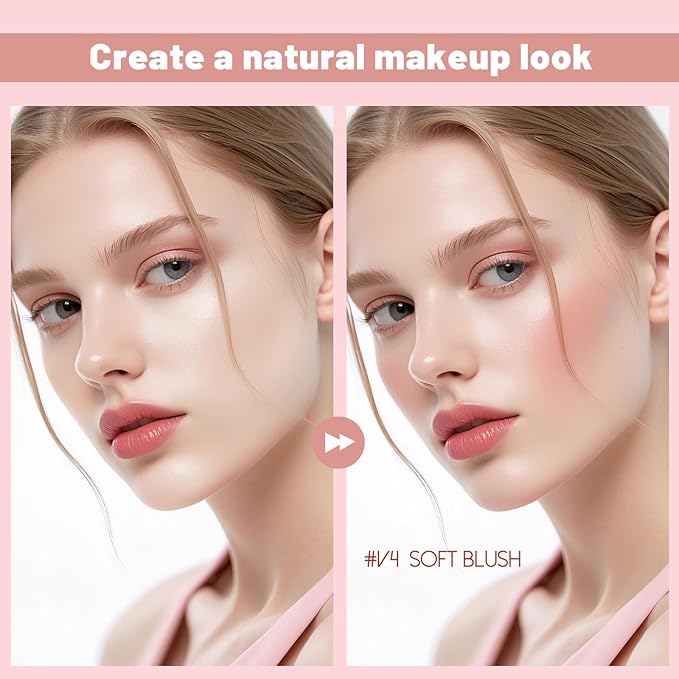 Blush Liquid Makeup Cream Stick, Blendable Cheek Weightless Watercolor Sheer Finish, Soft Peach Face Tint for Mature Skin, Easy Application Beauty Essential (V4 Soft Blush)